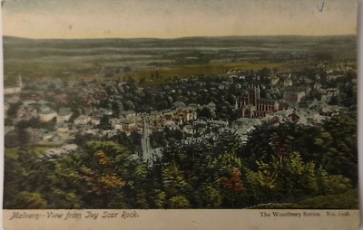 ALTE POSTKARTE MALVERN, BLICK VOM EFEU SCAR ROCK, WORCESTERSHIRE, 1909
