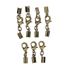 Brass-Tone Metal Lobster Claw Clasps End Cord Cap Bar Crimps Jewelry Connectors