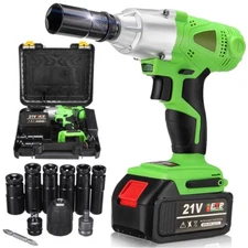 Cordless Electric Impact Wrench Gun 1/2'' High Power Driver with Li-ion Battery