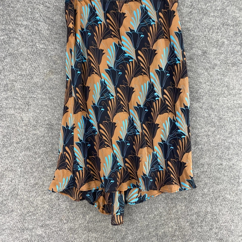 Falda Worthington Mujer 16 Plus Marrón Floral Línea A Midi Tiro Medio Forrada de Seda Foto 4 de 4