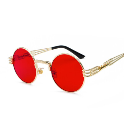 Retro Gothic Steampunk Round Sunglasses Men Women Circle Metal Frame Sun Glasses
