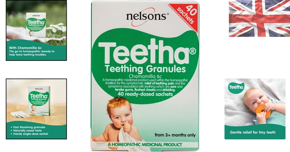Gentle Homeopathic Teething Relief Granules - 40 Sachets for Babies 3+ - Image 2 of 4