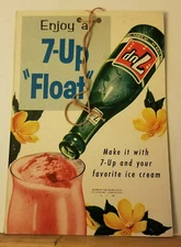 Super Rare 1950s 7up Enjoy a Float hanging sign cardboard Litho