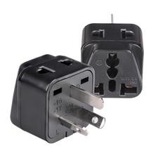 OREI 2 in 1 Universal/USA to Australia/China Type I Adapter Plug-2 Pack -Black