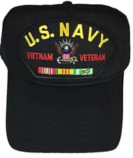 USN NAVY VIETNAM VETERAN HAT CAP WITH SERVICE RIBBONS SOUTH EAST ASIA
