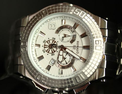 Renato Men's Buzo 52 Swiss Ronda 5040D White Dial Stainless Steel Bracelet Watch