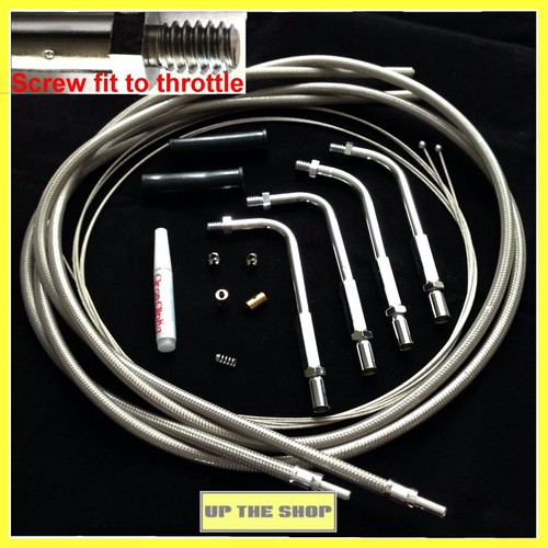 Venhill universal Harley VTwin braided Throttle & Idle cables, screw