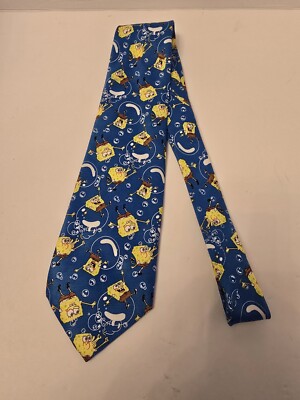 SpongeBob Squarepants Men's TIE  Colorful Bubbles Squid Net 2002 Nickelodeon VTG