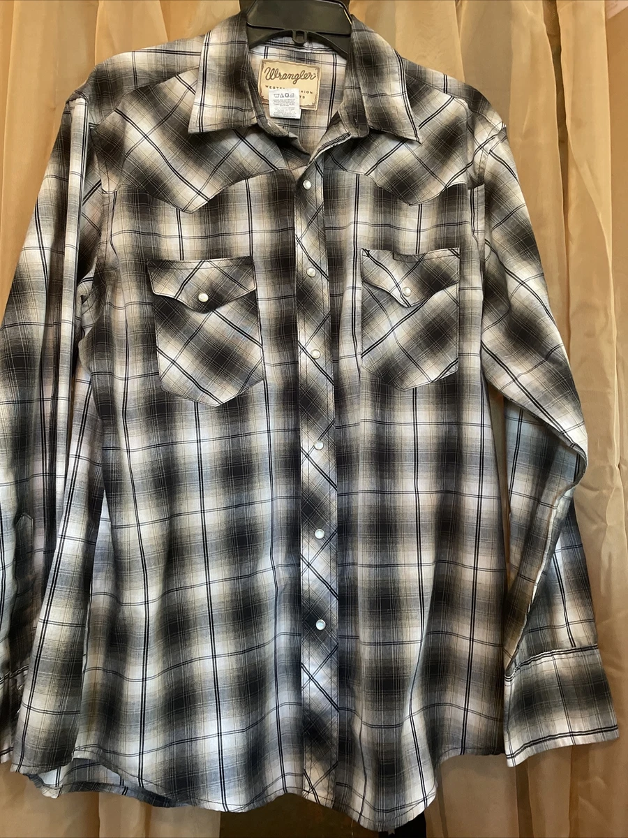 Wrangler long sleeve store pearl snap