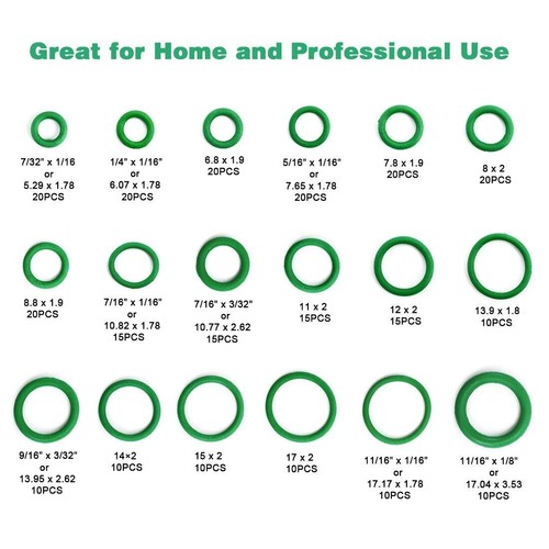 270pcs ORing Sealing Gasket 18 Sizes A/C Compressor HNBR ORings