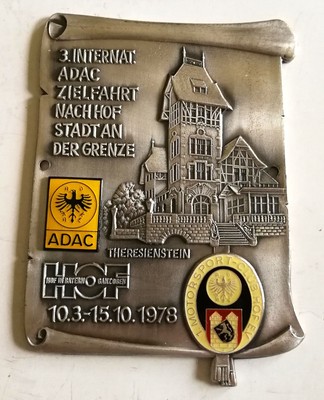 Plakette 3. Internat. ADAC Zielfahrt nach Hof 1978 Bayern MSC Hof Sammler