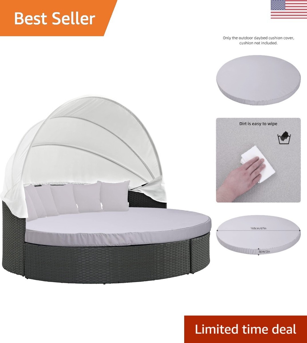 Outdoor Daybed Cushion Cover, 66