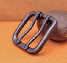 Solid Wide Double Tongue Pin Roller Prong Pin Belt Black Buckle Fits 40MM Belt