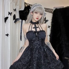 Halloween Dress New Design Sense Hanging Neck Solid Color Puff Skirt for Women