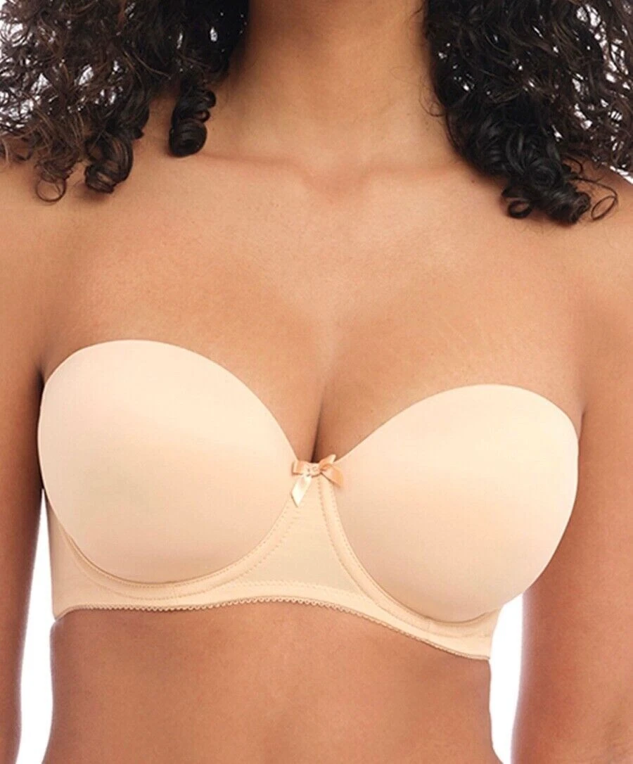 Freya Deco Bra Nude Size 34FF Underwired Strapless Moulded Padded