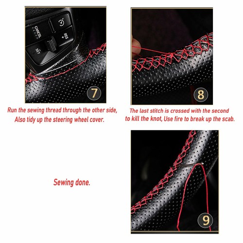 Leather DIY Car Steering Wheel Cover Breathable Anti-slip Universal 38cm AUS - Picture 9 of 9