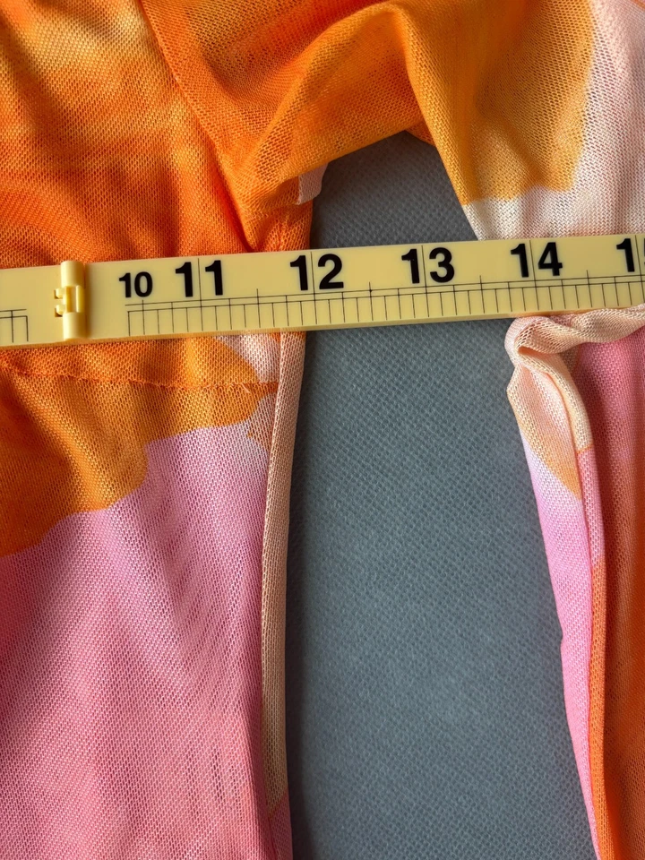 Tiger Mist Top & Mini Skirt Women's XS Orange Artist Print Long Sleeve Lined - Image 3 of 4