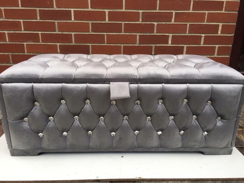 Handmade Upholstered Plush velvet Footstool Ottoman Storage Box Gas Lift & Feet - Picture 15 of 18