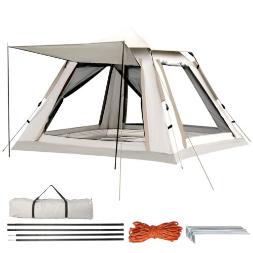 Pop-Up Camping Tent 4-5 Person Hexagon Automatic Instant Hydraulic Camping.Tent/ - Picture 2 of 17