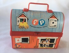 Vintage 1962 Fisher Price Barn Farm Toy Metal Lunch Box # 549 - no thermos