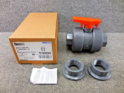 New Chemtrol Nibco 2" U45TB-E Ball Valve PVC EPDM Model D SOC/THD TUTB