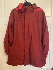 L.L. Bean Nylon Full Zip Jacket Men's Size XXL Red Packable Hooded Faded Tag