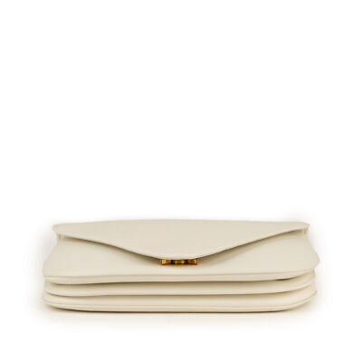 NEW BOTTEGA VENETA Mount Envelope Chain White Leather