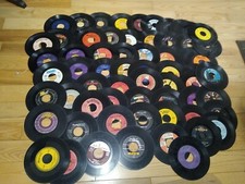 Lot of 61 7" 45 RPM Records For Decorating Crafts Wide Variety Genre 50s 60s
