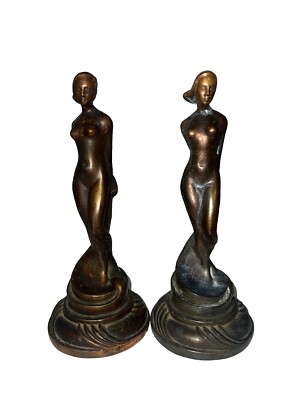 Pair Art Deco Nude Statue Saxton Co. Chavalas Calif 47