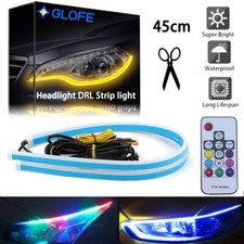 2pc 45cm Remote Control Rgb Led Drl Daytime Running Strip Light For Headlight