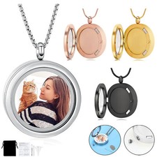 Carry Photo Glass Memorial Urn Necklace for Ashes of Loved One Cremation Locket