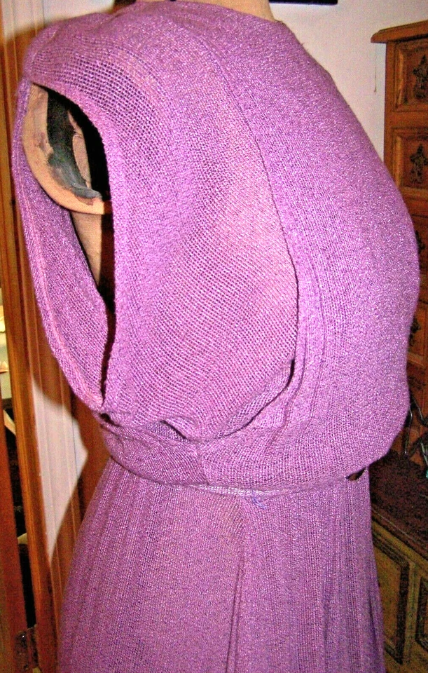 VESTIDO/Talla 4 Tejido CINTURÓN Manga Gorra SEMI TRANSPARENTE Púrpura SYBIL California Foto 2 de 4