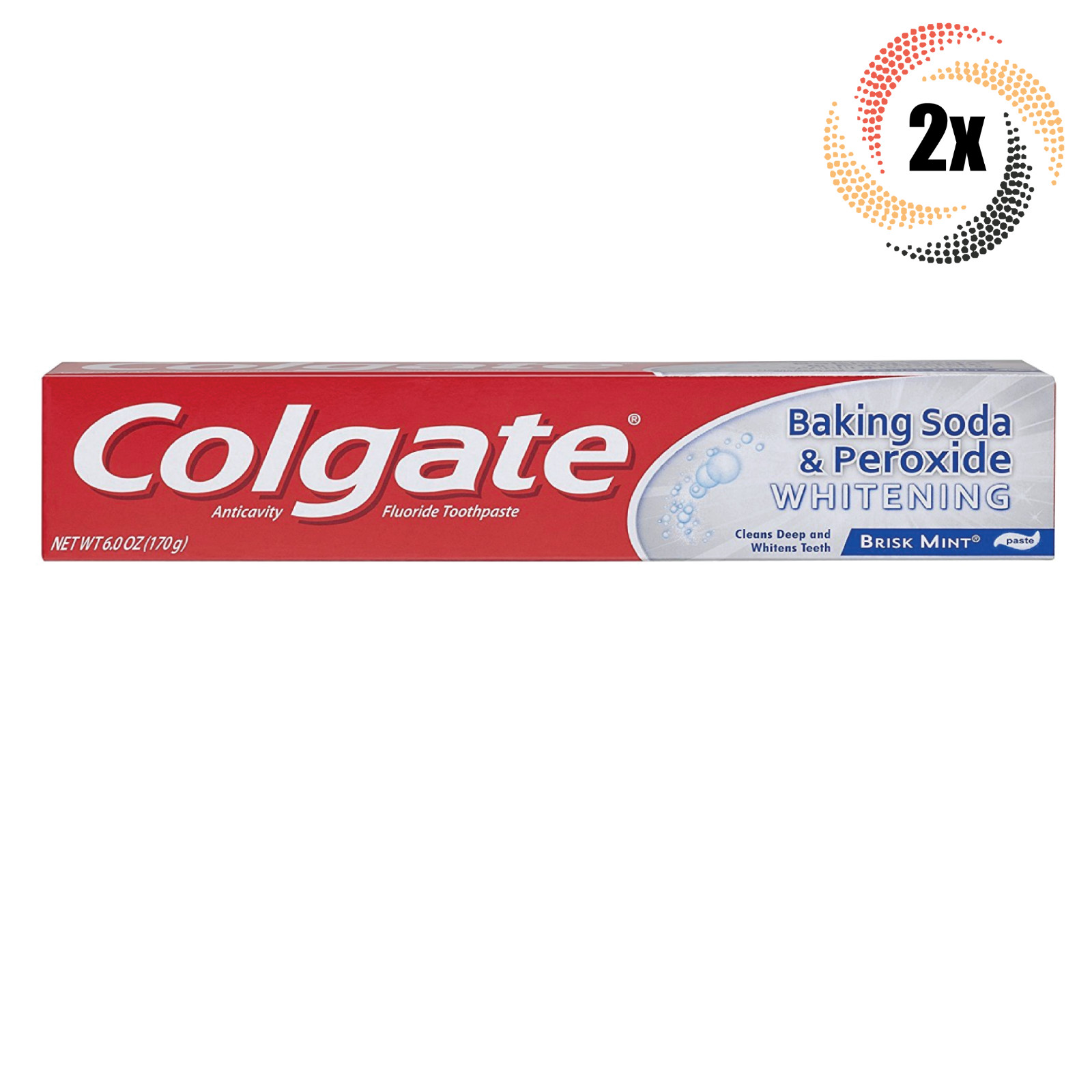 2x Packs Colgate Baking Soda - Peroxide Whitening Brisk Mint Toothpaste 25oz 2090₽