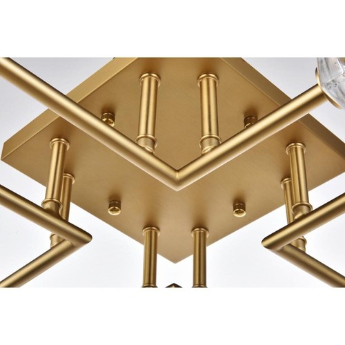 Chandelier Flush Mount 8 Light Fixture Glass Shades Satin Gold Bathroom Bedroom - Picture 9 of 9