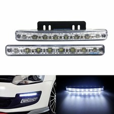 Pair High Power 8 LED Headlight Fog Daytime Running Light DRL Lamps Xenon White