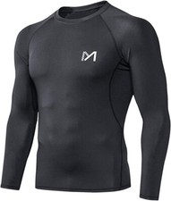 Mens Quick Dry Compression Shirt Base Layer Top Workout Gym Long Sleeve Size L
