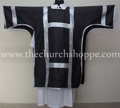 Dalmatic Black vestment with Deacon's stole and maniple lined,Dalmatic chasuble,