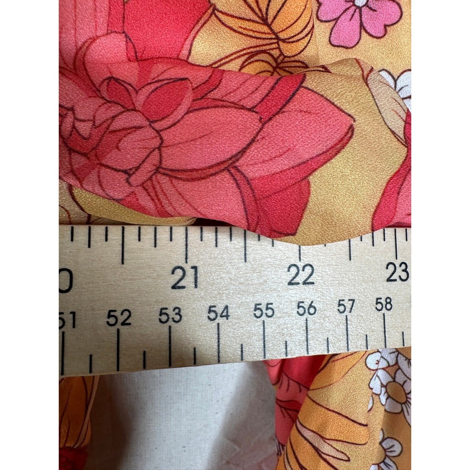 NWT Francescas mi ami Orange Floral Print Wrap Blouse size Large | eBay