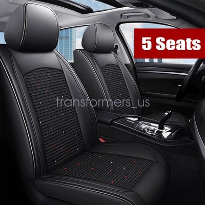 Fits 2008-2012 Honda Accord PU Leather Car 5-Seat Covers Protector Pad Black