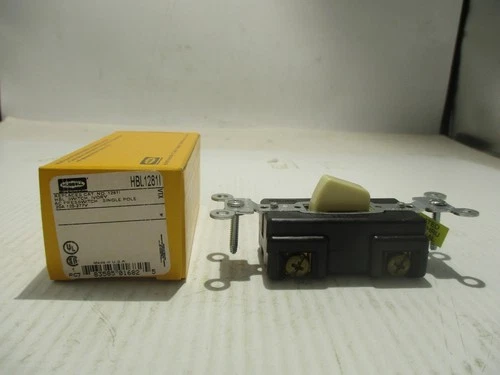NEW HUBBELL HBL1281I IVORY PRESS SWITCH SINGLE POLE SWITCH 20 A 120/277V