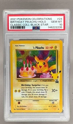 2021 Pokemon Sword & Shield Celebrations Classic 24 Birthday Pikachu PSA 10 2235