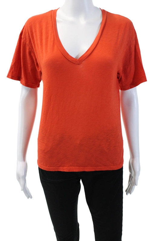 Stateside Women's V-Neck Short Sleeves Basic T-Shirt Red Size XS