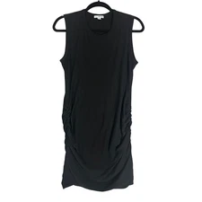 James Perse Estilo Black Sleeveless Ruched Tank Dress Sz 3 Large Bodycon Sheath