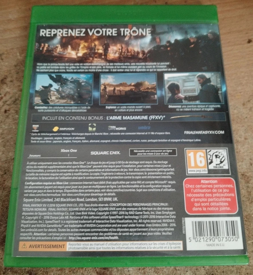 Jeu XBox One Final Fantasy XV Day One Edition, photo 2 sur 4