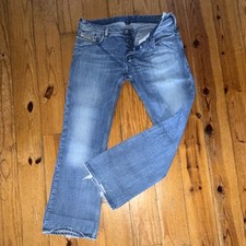 Diesel Men's Straight Jeans Blue Cotton Medium Wash Button 5-Pocket Denim