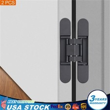 2-Pack 6'' Black Hidden Door Hinges Heavy Duty Zinc Alloy Hinges Concealed Hinge