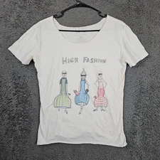 Unfortunate Portrait High Fashion Graphic Tee Women's XS White T Shirt