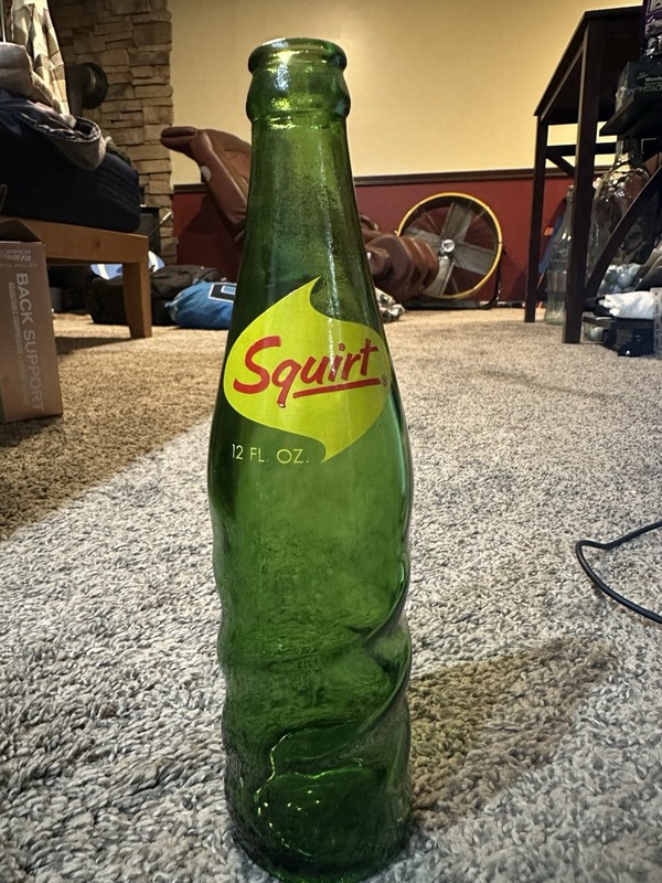 Squirt Green Glass Soda Bottle 12 fl. oz. 1966 Vintage Advertising