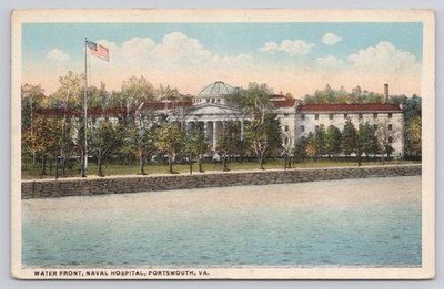 #ad Water Front US Naval Hospital Portsmouth VA Virginia Postcard $2.47