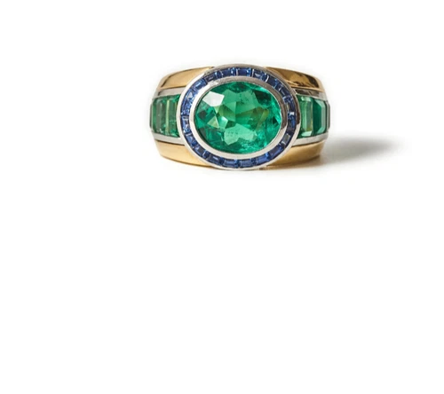 18k Gold Polish Men's Women Vintage Ring Emerald Wedding Gift 925 Silver Her